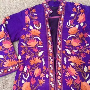 Silk Kimono Purple with Vines and flowers Size 44